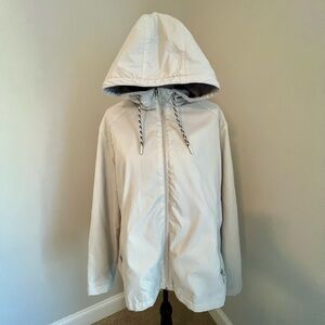 Free Country Beige/Gray Hooded Rain Jacket